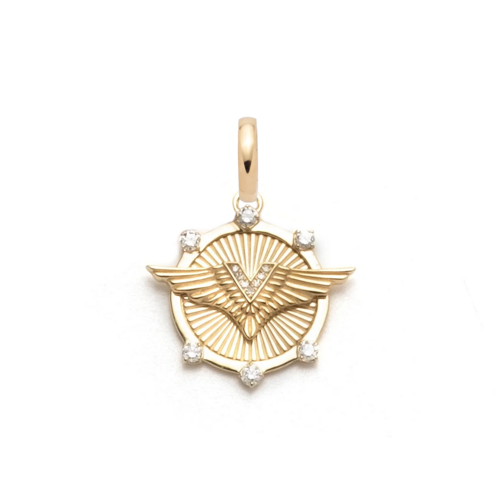 Vivacity Baby Medallion : in Gold with Diamonds and an Annex Link view 1