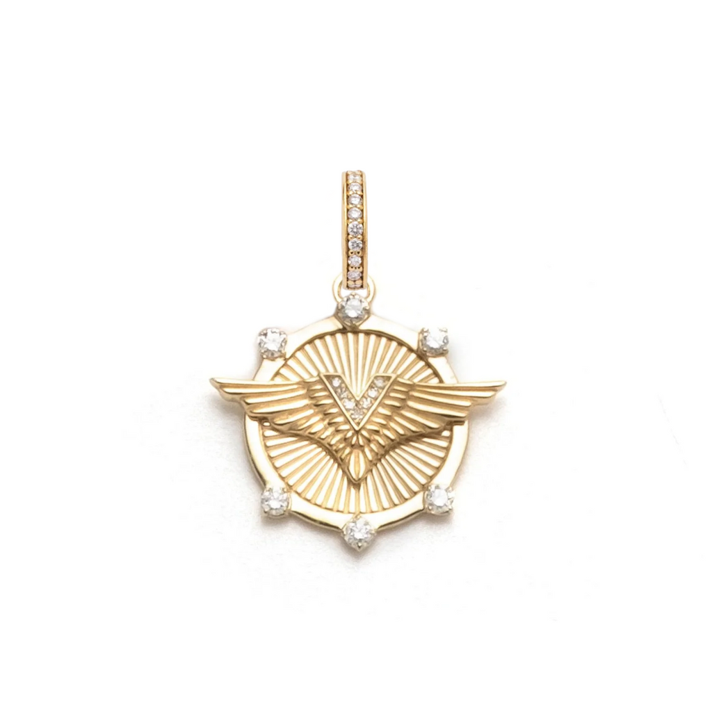 18K Yellow Gold Vivacity Baby Medallion : in Gold with Diamonds and an Annex Link – FoundRae view 2