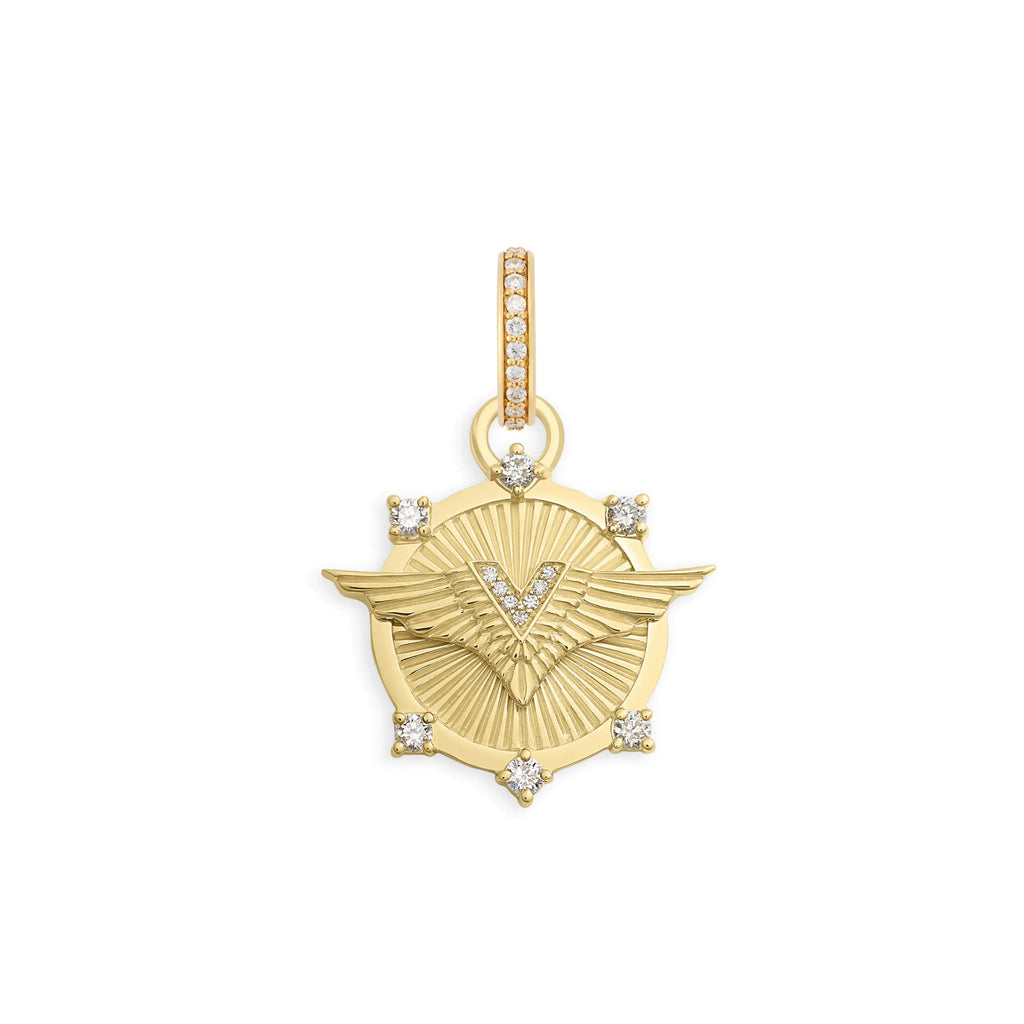 Vivacity | Wings Baby Medallion | Diamonds, 18K Yellow Gold view 2