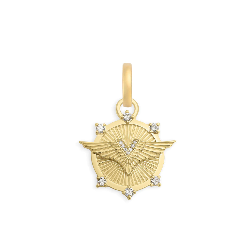 Vivacity | Wings Baby Medallion | Diamonds, 18K Yellow Gold view 1