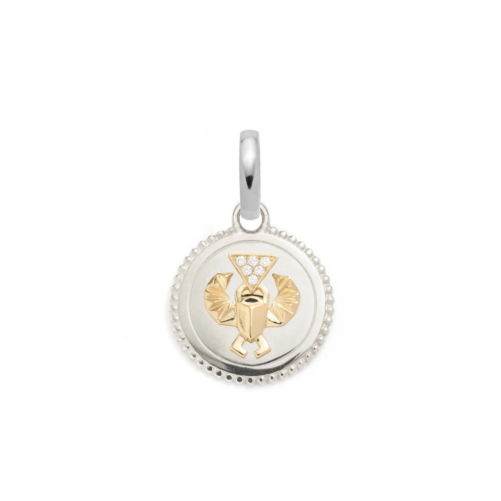 18K Yellow Gold Protection Baby Medallion : in Gold with Diamonds and an Annex Link – FoundRae view 3