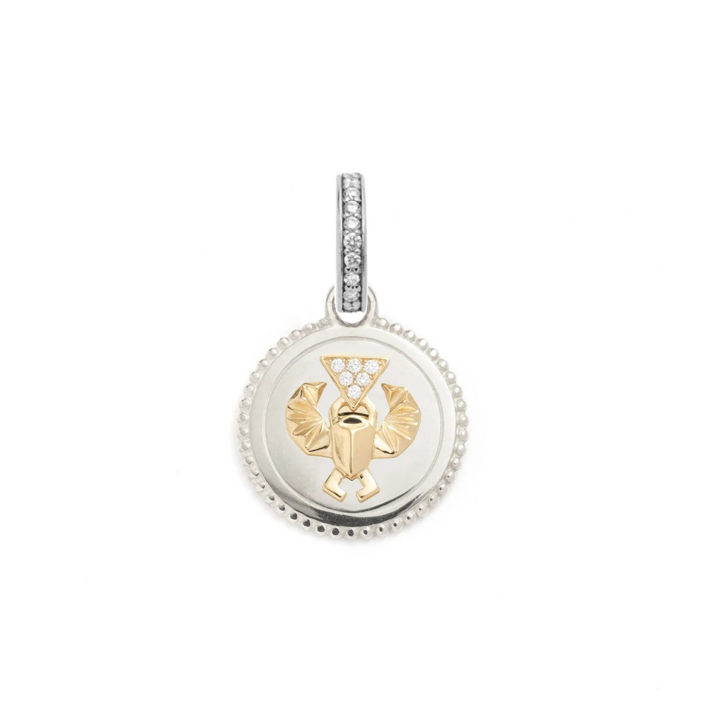 18K Yellow Gold Protection Baby Medallion : in Gold with Diamonds and an Annex Link – FoundRae view 4