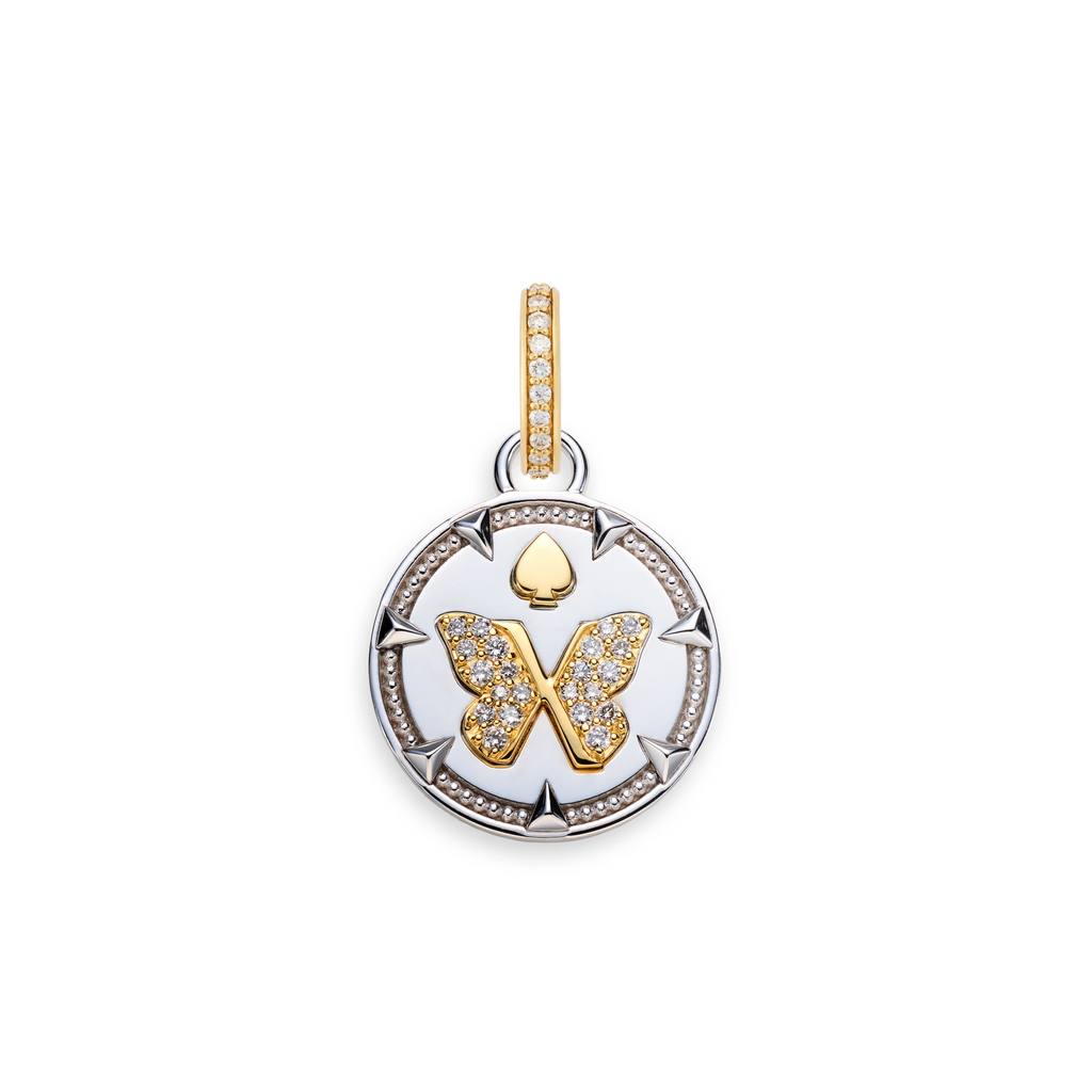 18K Mixed Gold Reverie | Butterfly Baby Medallion | Diamonds, Mixed Gold – FoundRae view 6