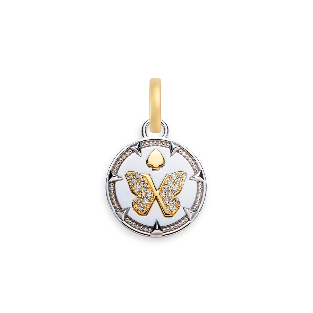 18K Mixed Gold Reverie | Butterfly Baby Medallion | Diamonds, Mixed Gold – FoundRae view 5