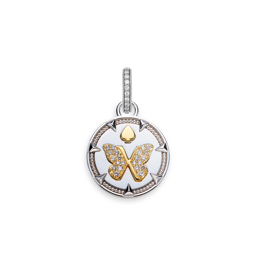 18K Mixed Gold Reverie | Butterfly Baby Medallion | Diamonds, Mixed Gold – FoundRae view 3