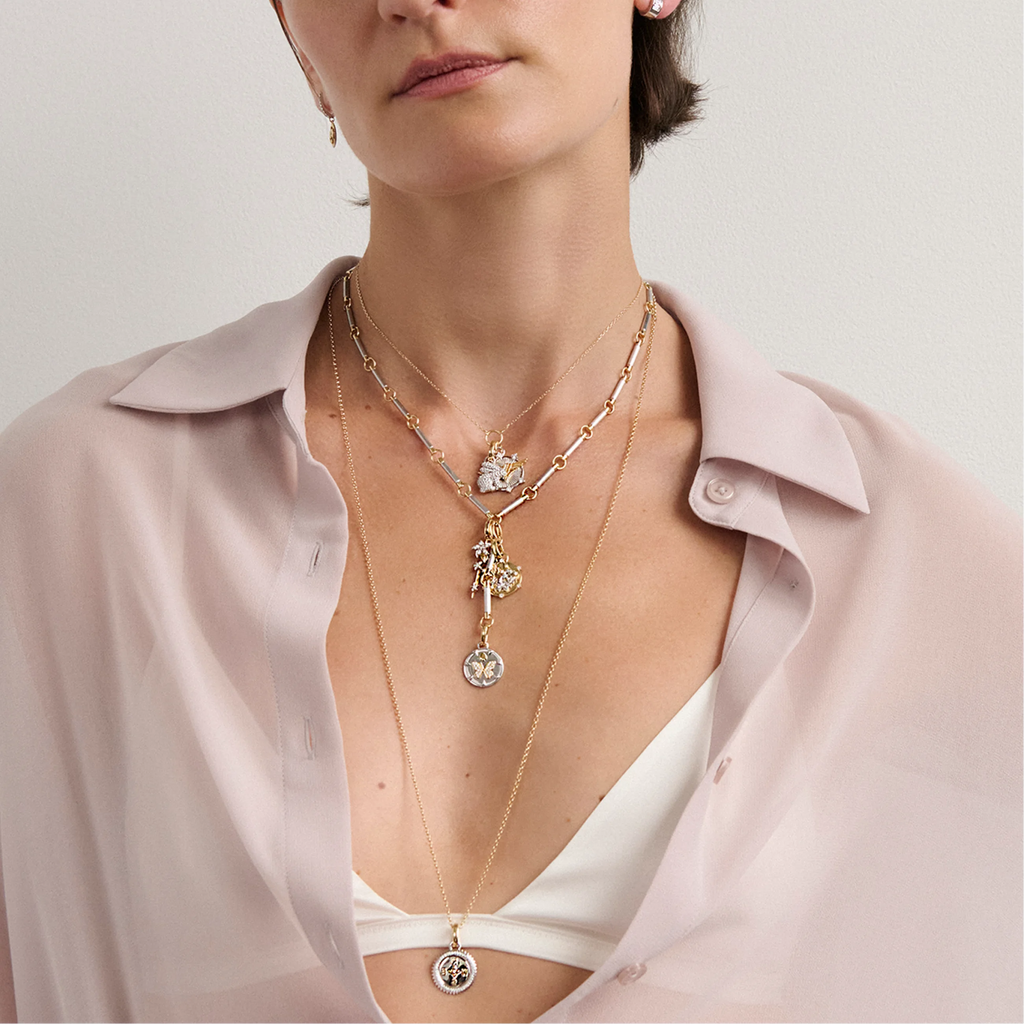 18K Mixed Gold Reverie | Butterfly Baby Medallion | Diamonds, Mixed Gold – FoundRae view 2