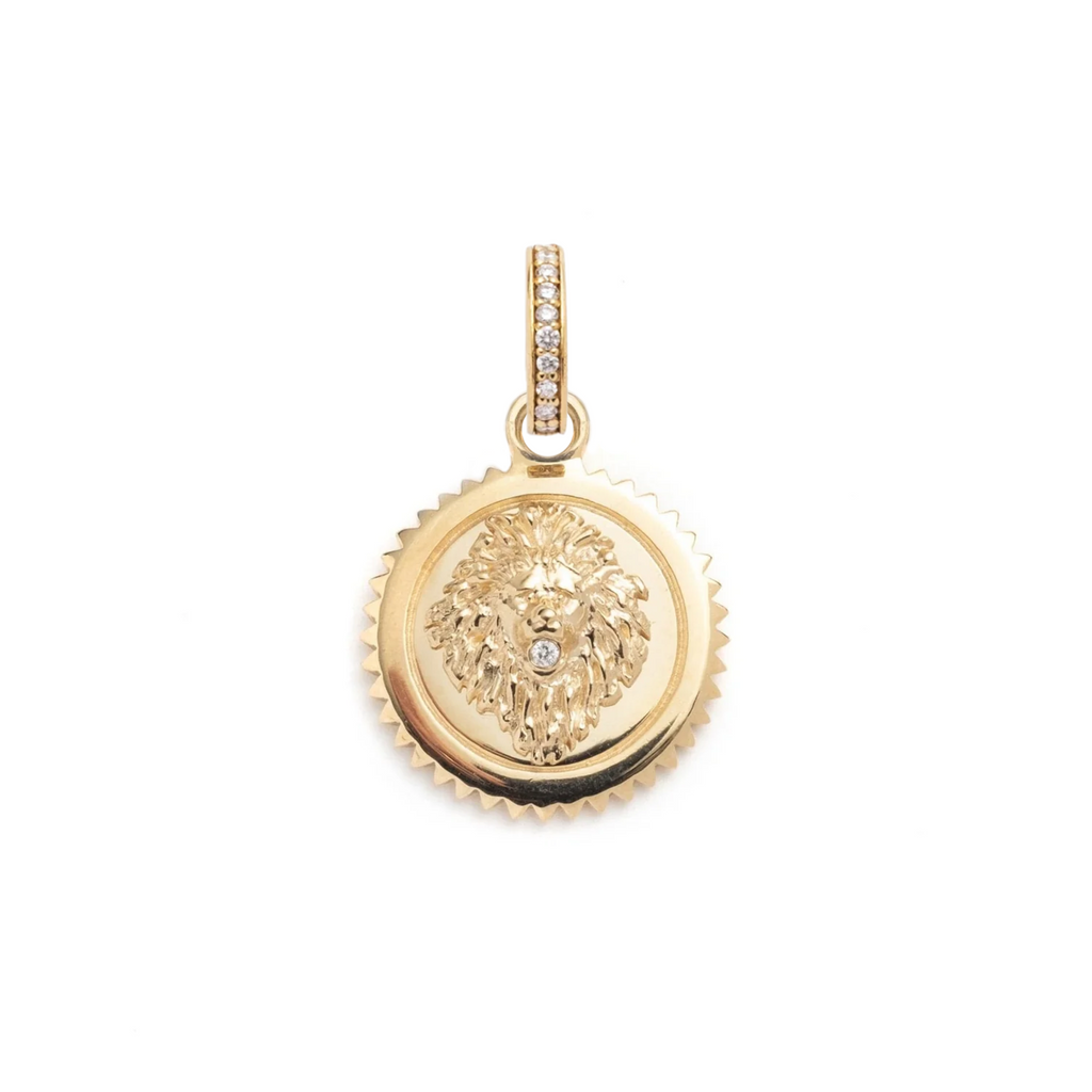 18K Yellow Gold Strength Baby Medallion : in Gold with Diamond and an Annex Link – FoundRae view 2