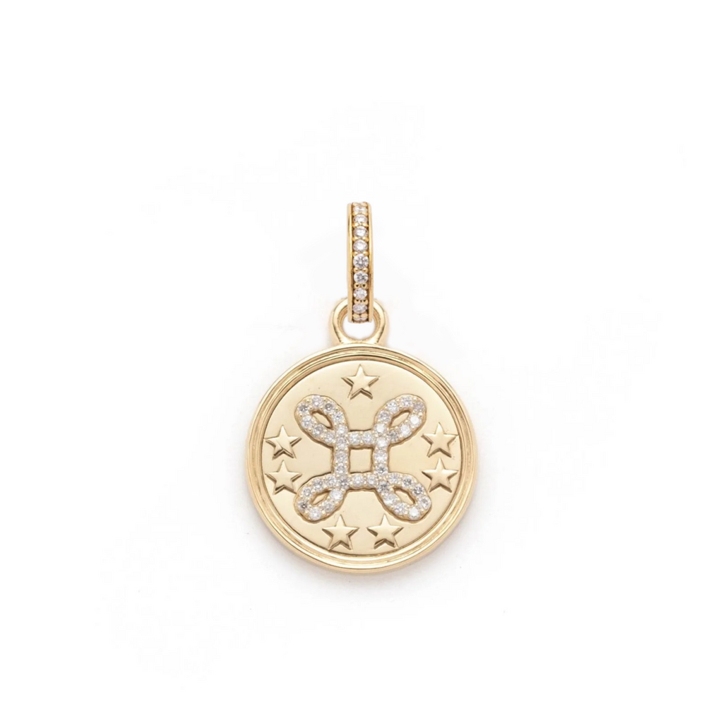 18K Yellow Gold True Love Baby Medallion : in Gold with Diamonds and an Annex Link – FoundRae view 2