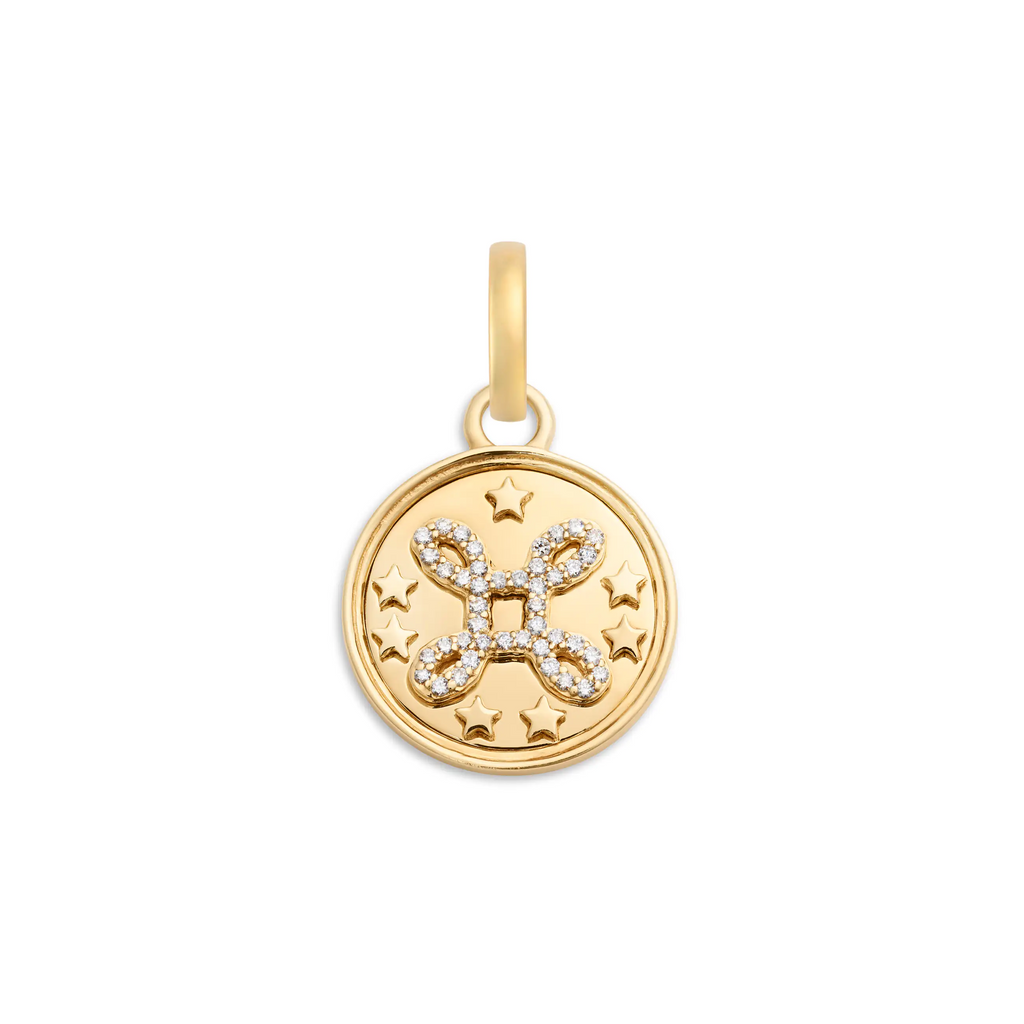 True Love | 'Love Knot' Baby Medallion | Diamonds, 18K Yellow Gold view 1