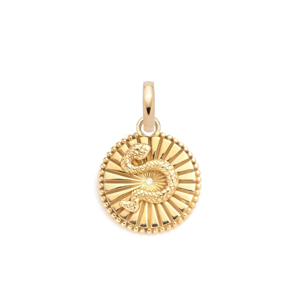 18K Yellow Gold Wholeness Baby Medallion : in Gold with Diamond and an Annex Link – FoundRae view 3