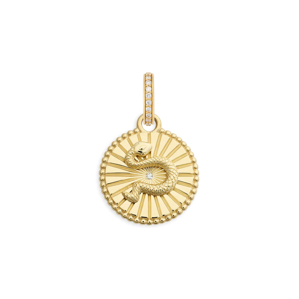 Wholeness | Snake Baby Medallion | Diamond, 18K Yellow Gold view 2
