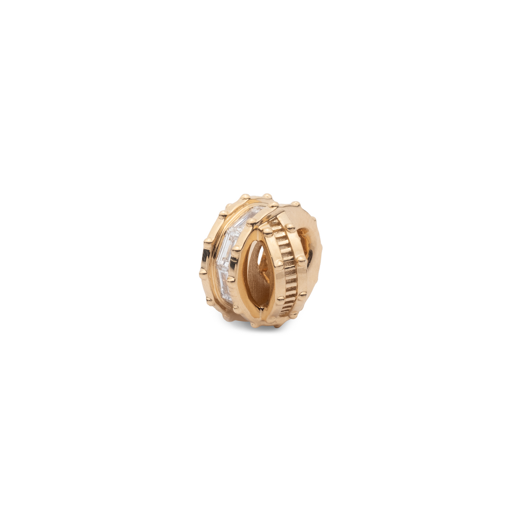18K Yellow Gold Lovestruck Pierced Interlocked Heart Beat : in Yellow Gold with Diamonds – FoundRae view 2