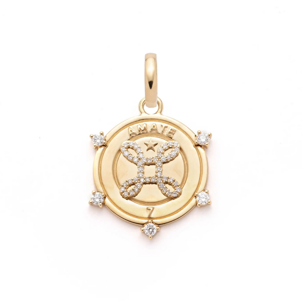 Amate Medium Medallion : in Yellow Gold with Diamonds and an Annex Link view 1