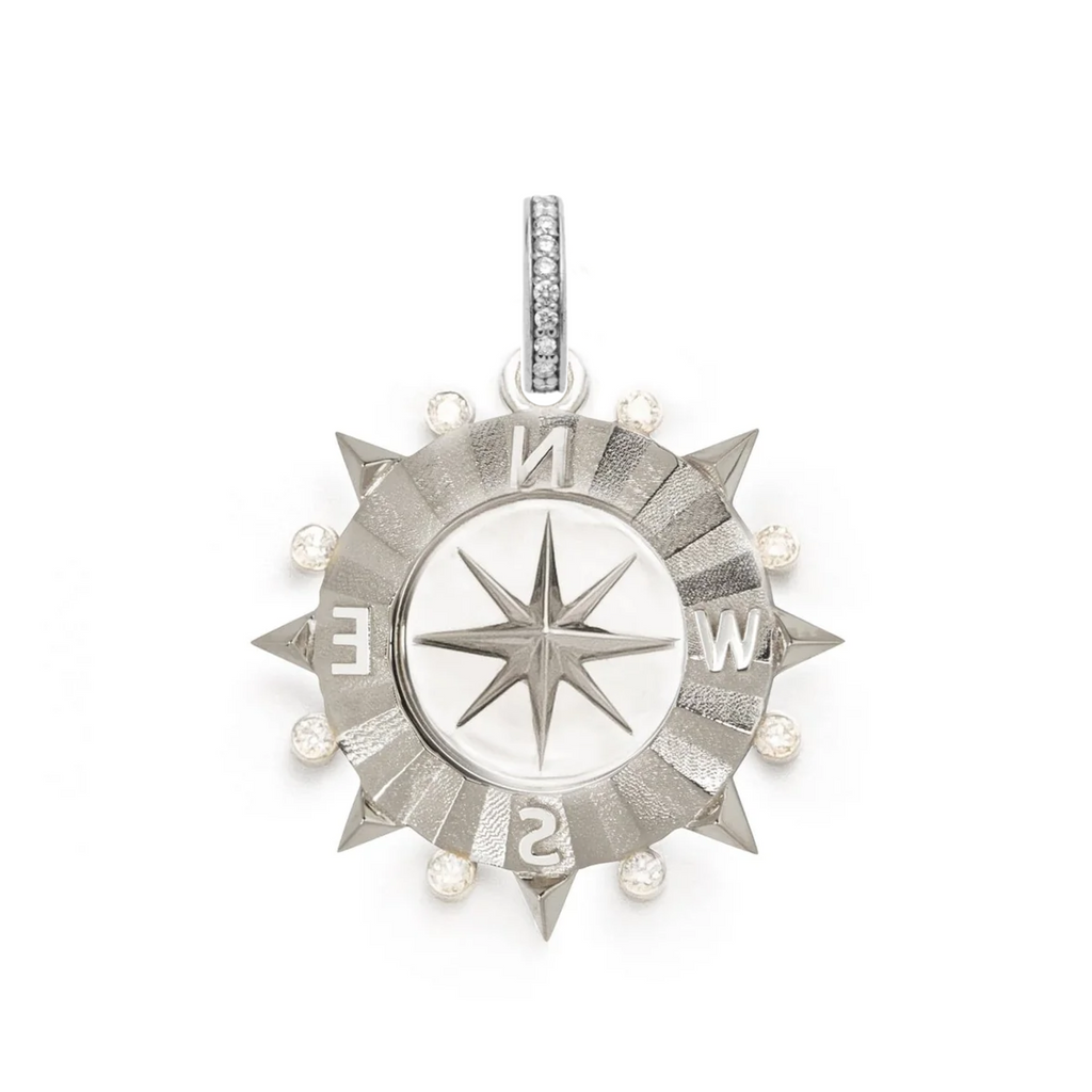18K Yellow Gold Internal Compass Medium Medallion : in Gold with Diamonds and an Annex Link – FoundRae view 5
