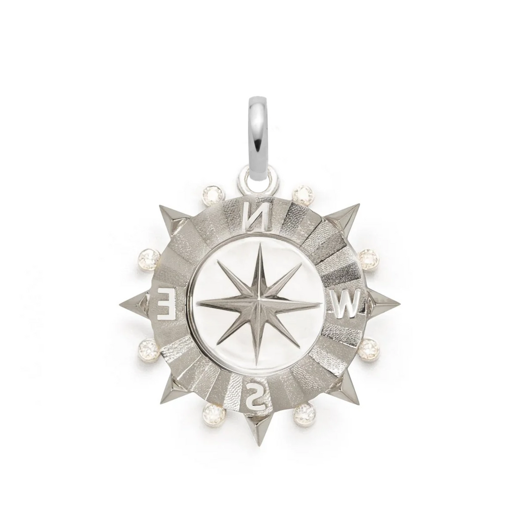 18K Yellow Gold Internal Compass Medium Medallion : in Gold with Diamonds and an Annex Link – FoundRae view 4