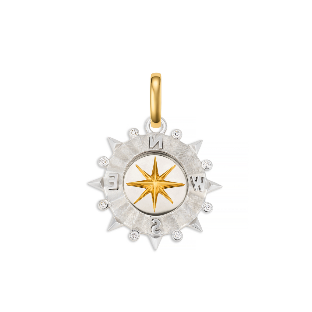 Internal Compass | Medium Medallion | Diamonds, 18K Mixed Gold view 1