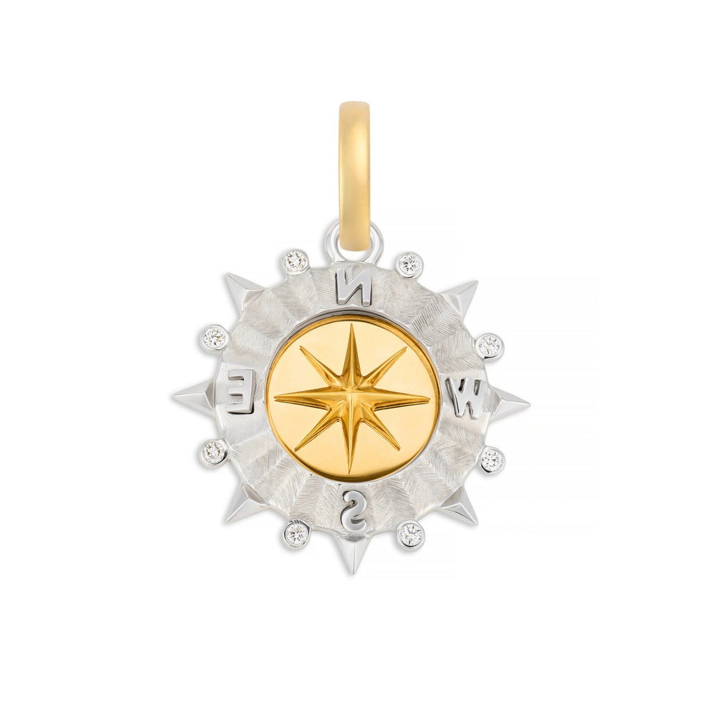 18K Mixed Gold Internal Compass | Medium Medallion | Diamonds, Mixed Gold – FoundRae view 3