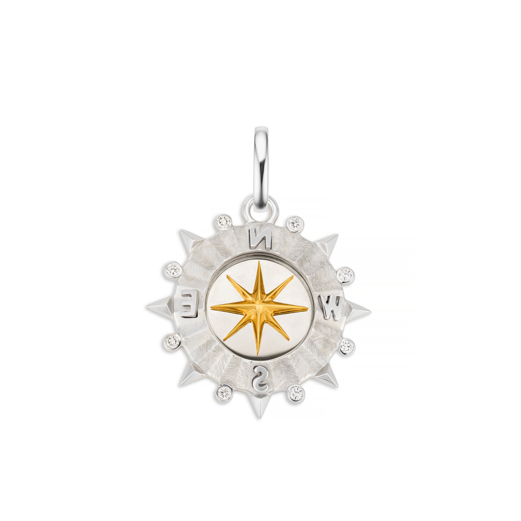 18K Mixed Gold Internal Compass | Medium Medallion | Diamonds, 18K Mixed Gold – FoundRae view 3