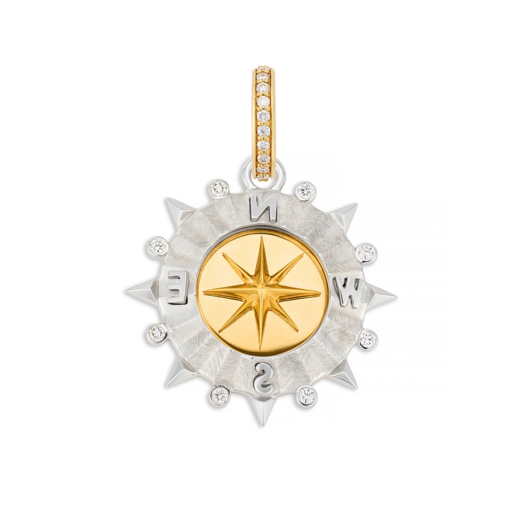 18K Mixed Gold Internal Compass | Medium Medallion | Diamonds, Mixed Gold – FoundRae view 4
