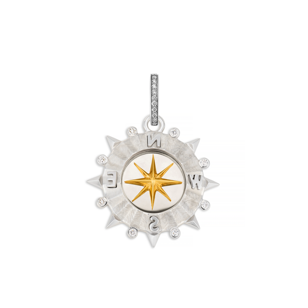 18K Mixed Gold Internal Compass | Medium Medallion | Diamonds, 18K Mixed Gold – FoundRae view 5