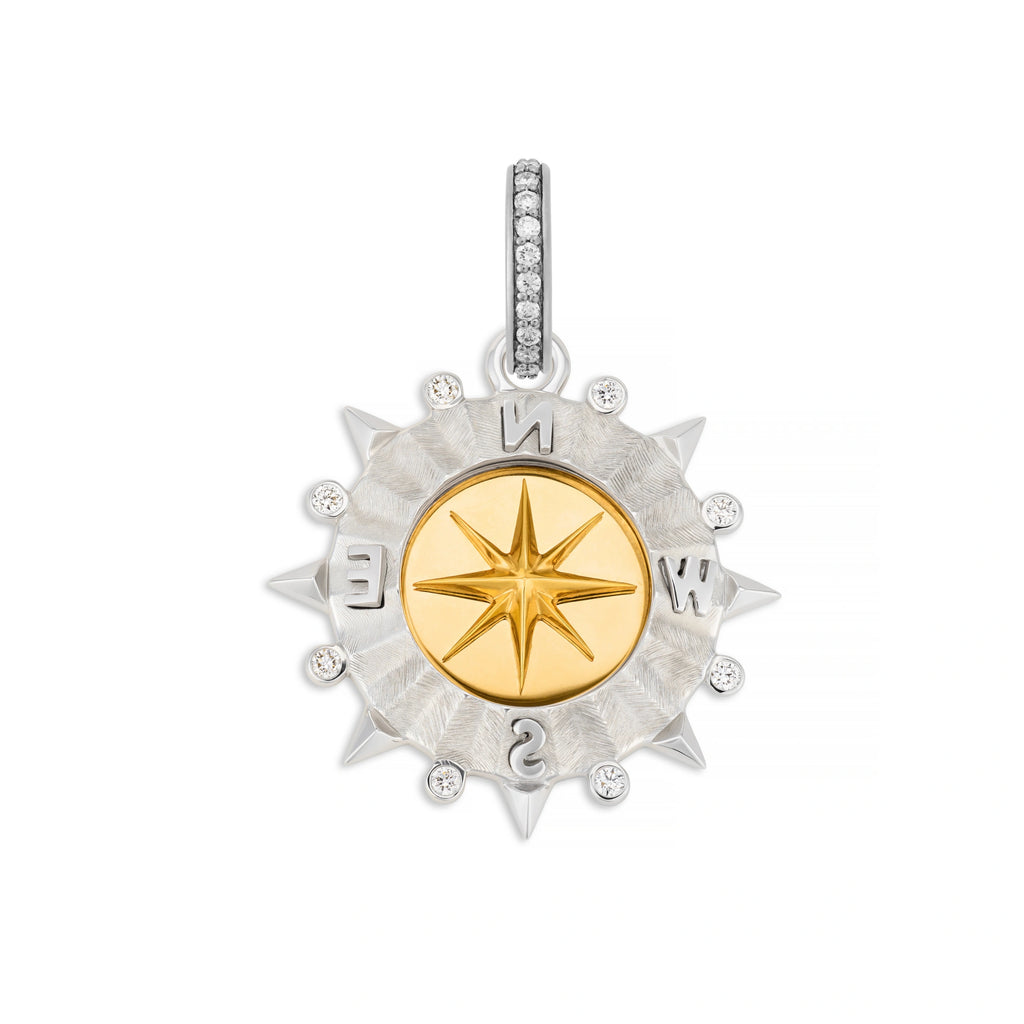 18K Mixed Gold Internal Compass | Medium Medallion | Diamonds, Mixed Gold – FoundRae view 5