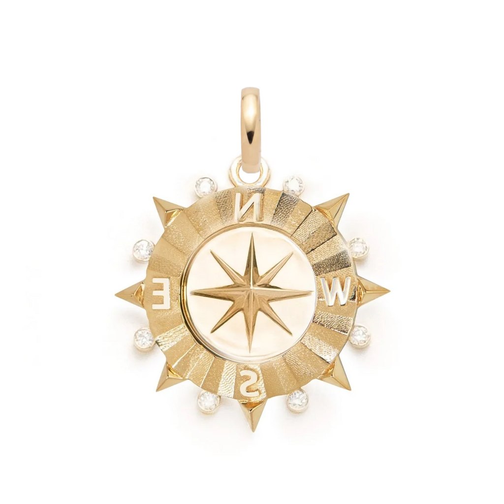 Internal Compass Medium Medallion : in Gold with Diamonds and an Annex Link view 1