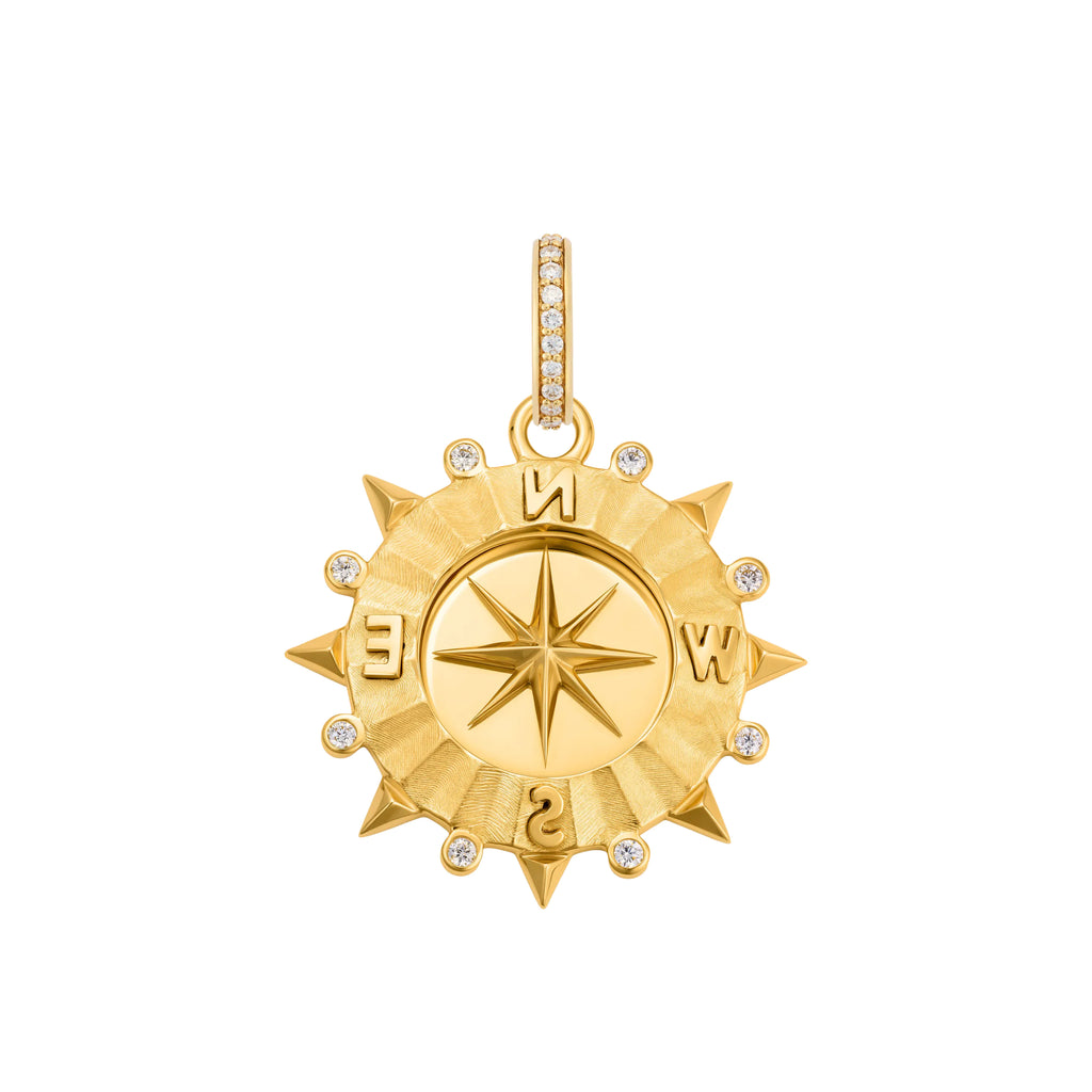 18K Yellow Gold Internal Compass | Medium Medallion | Diamonds, 18K Yellow Gold – FoundRae view 3