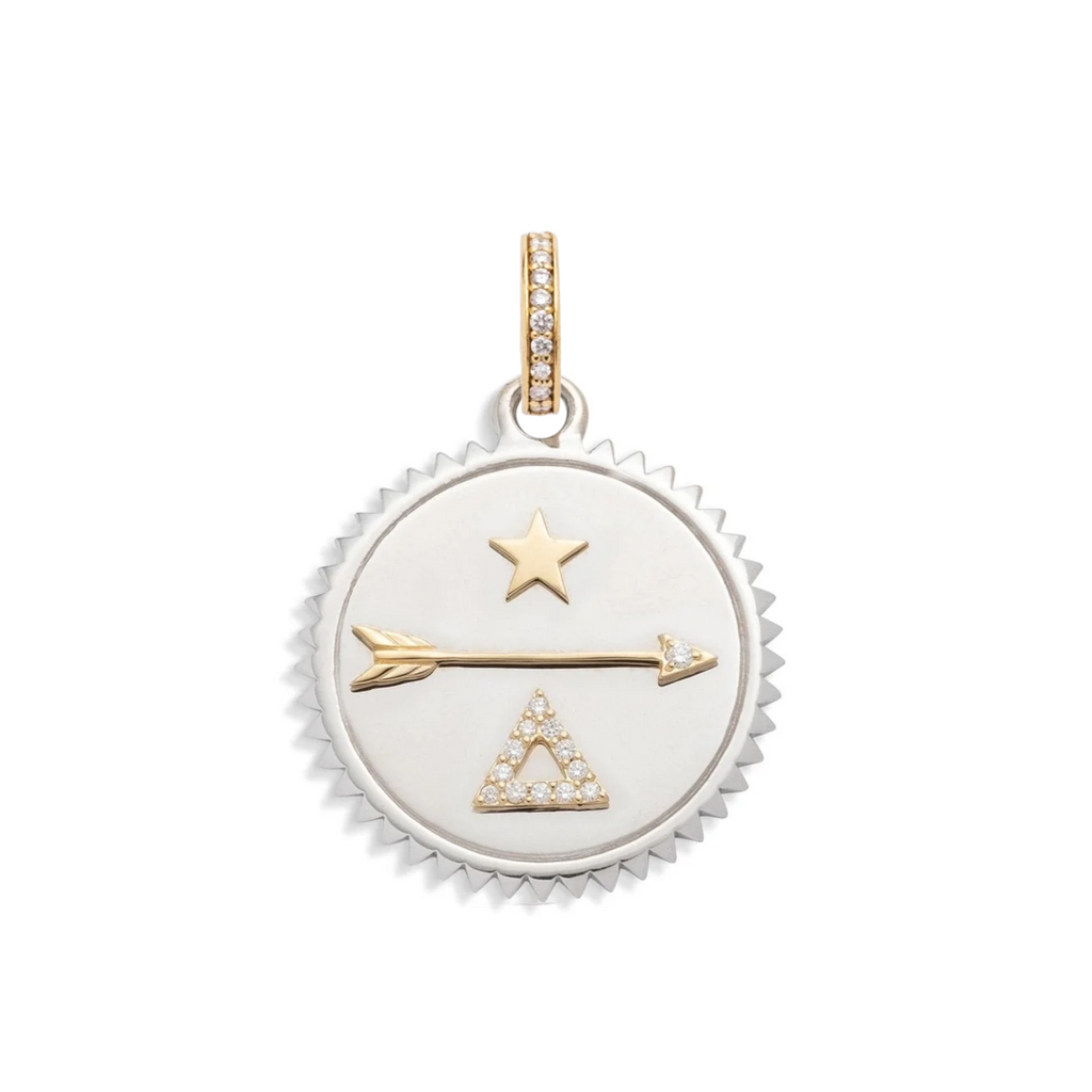 18K Yellow Gold Dream Medium Medallion : in Gold with Diamonds and an Annex Link – FoundRae view 7