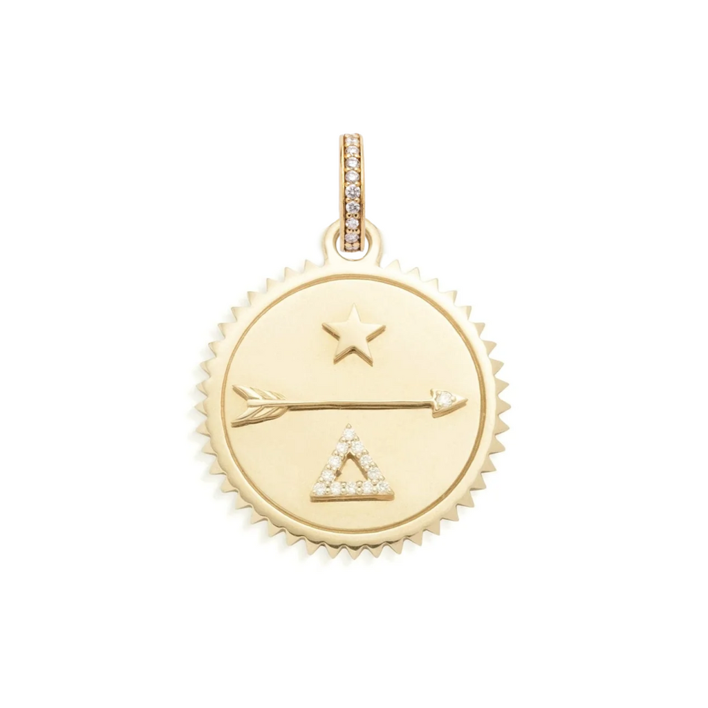 18K Yellow Gold Dream Medium Medallion : in Gold with Diamonds and an Annex Link – FoundRae view 3