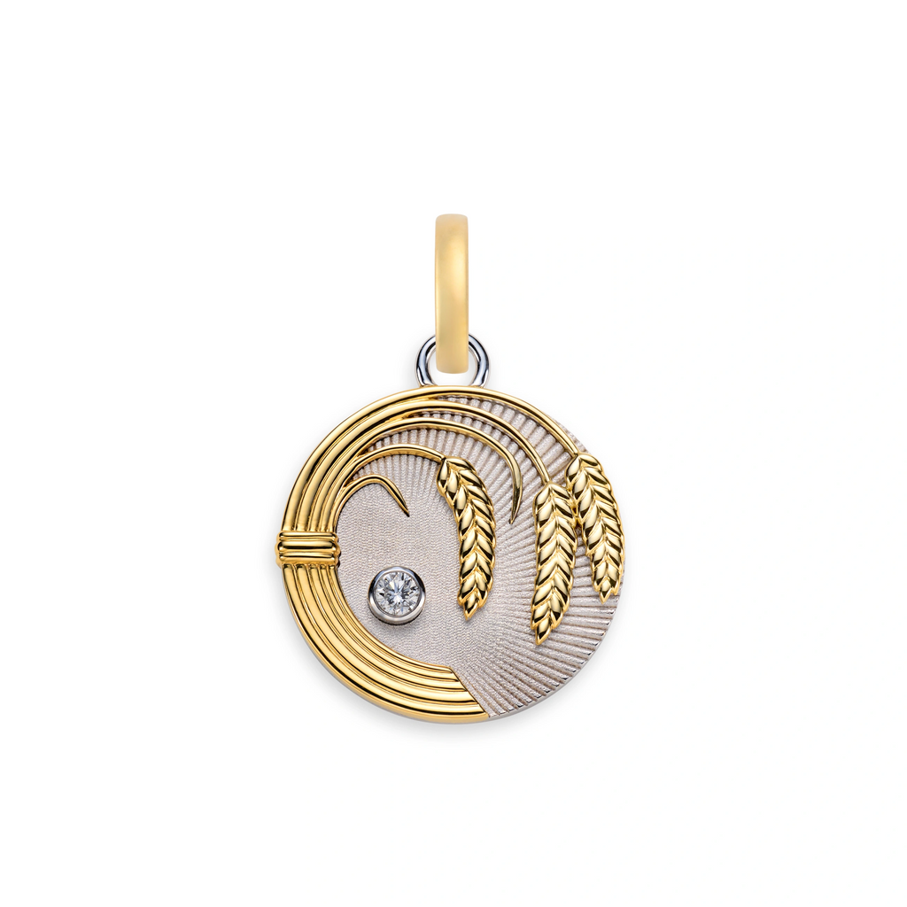 18K Mixed Gold Infinite Gratitude | Braided Wheat Medium Medallion | Diamond, Mixed Gold – FoundRae view 1