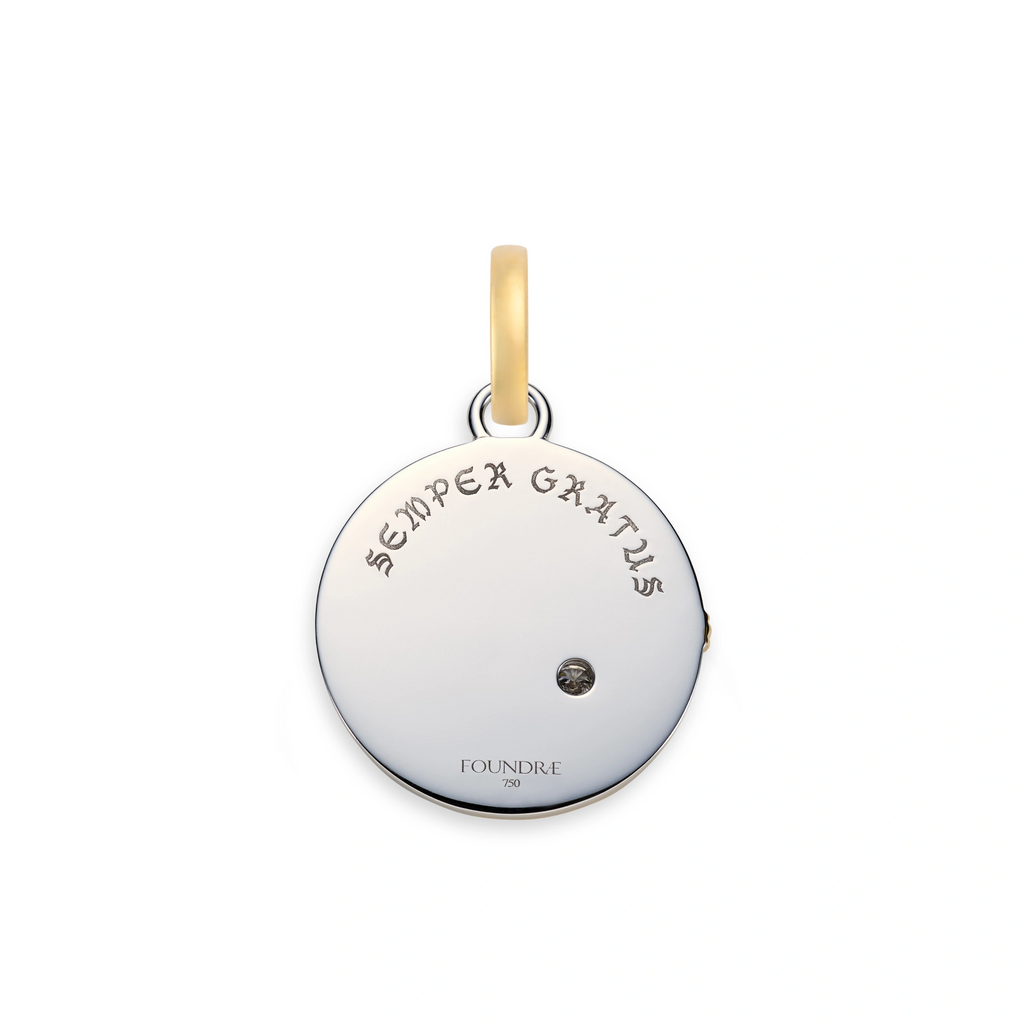 18K Mixed Gold Infinite Gratitude | Braided Wheat Medium Medallion | Diamond, Mixed Gold – FoundRae view 5