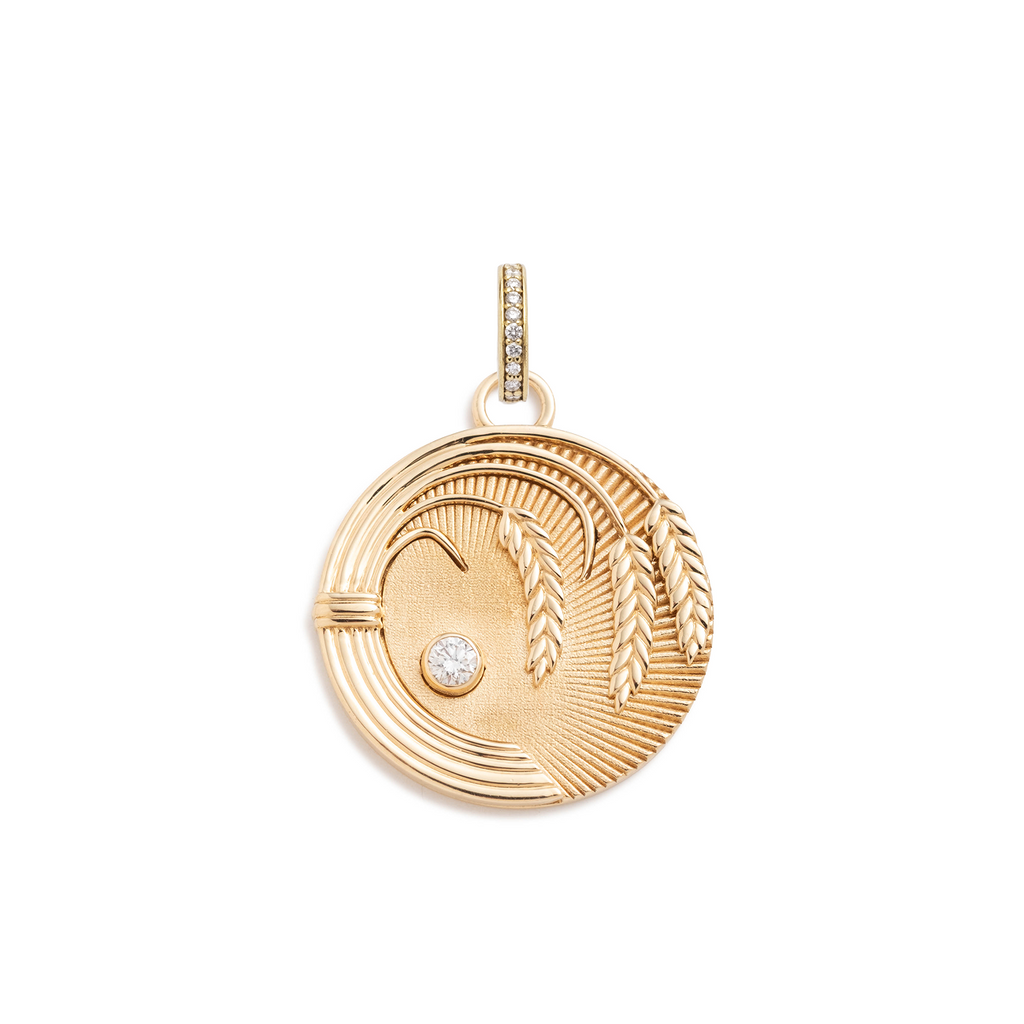 18K Yellow Gold Infinite Gratitude Braided Wheat Medium Medallion : in Yellow Gold with Diamond and an Annex Link – FoundRae view 5