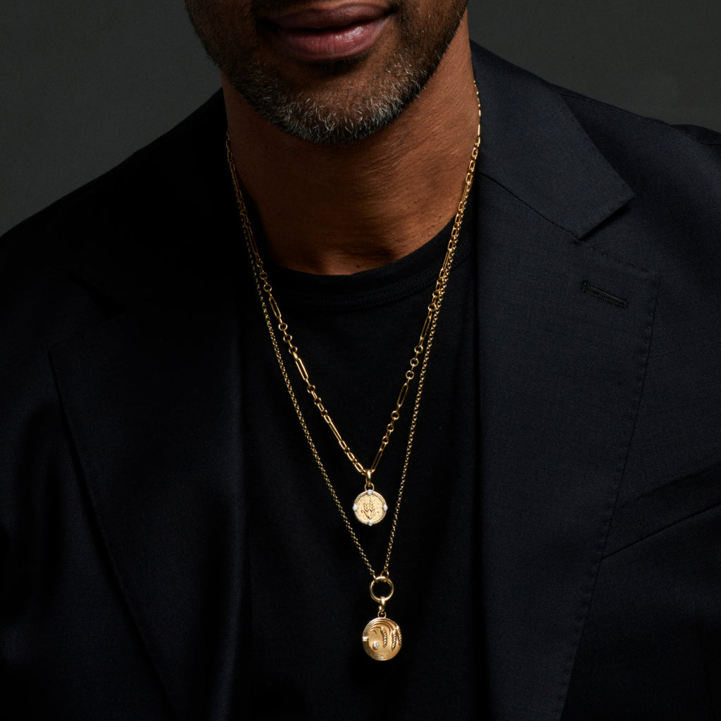 18K Yellow Gold Infinite Gratitude | Braided Wheat Medium Medallion | Diamond, Yellow Gold – FoundRae view 3