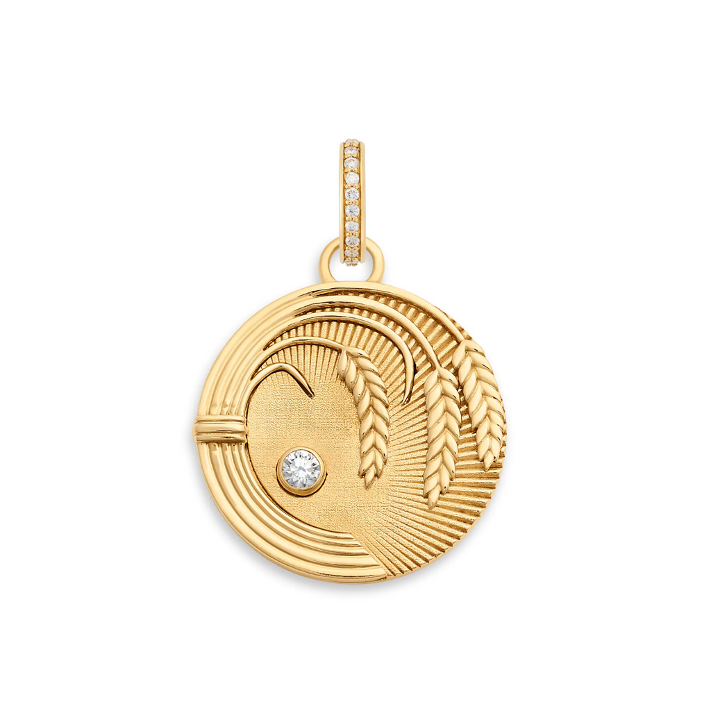 18K Yellow Gold Infinite Gratitude | Braided Wheat Medium Medallion | Diamond, 18K Yellow Gold – FoundRae view 3