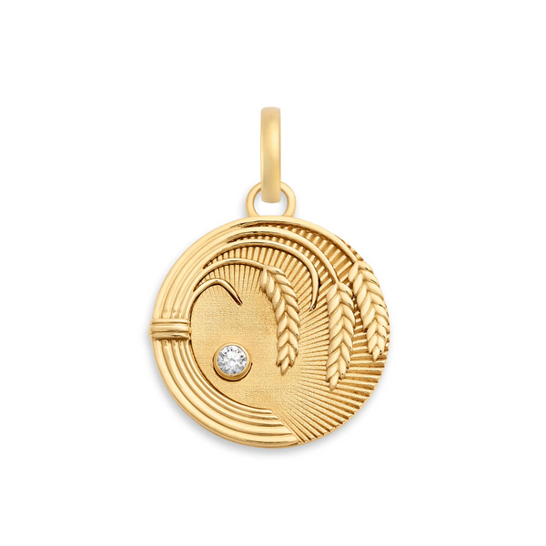 Infinite Gratitude | Braided Wheat Medium Medallion | Diamond, 18K Yellow Gold