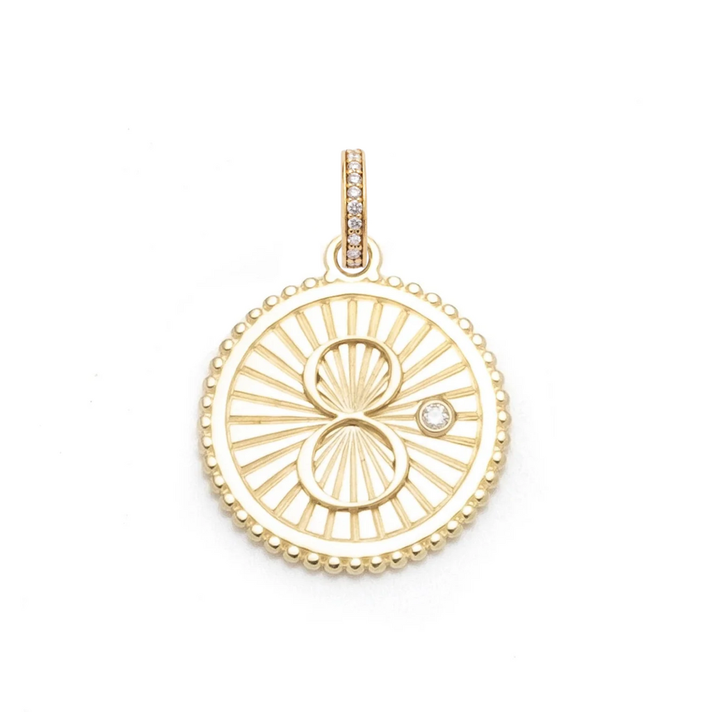 18K Yellow Gold Karma Medium Medallion : in Gold with Diamond and an Annex Link – FoundRae view 2
