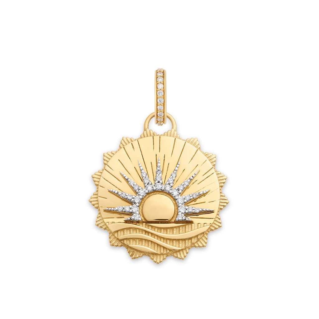 18K Yellow Gold Internal Compass | New Beginnings Medium Medallion | Diamonds, 18K Yellow Gold – FoundRae view 3