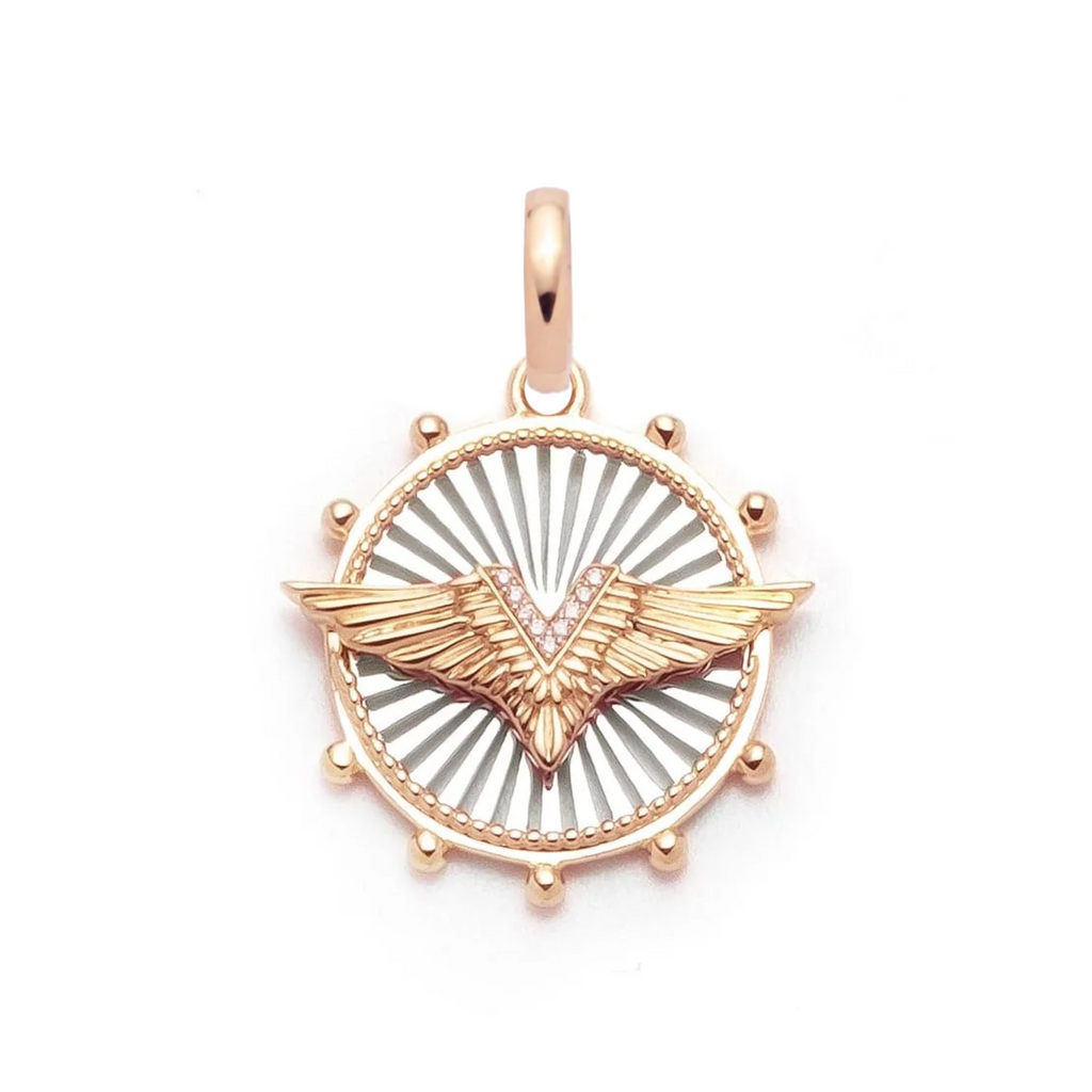 18K Yellow Gold Vivacity Medium Medallion : in Gold with Diamonds and an Annex Link – FoundRae view 5