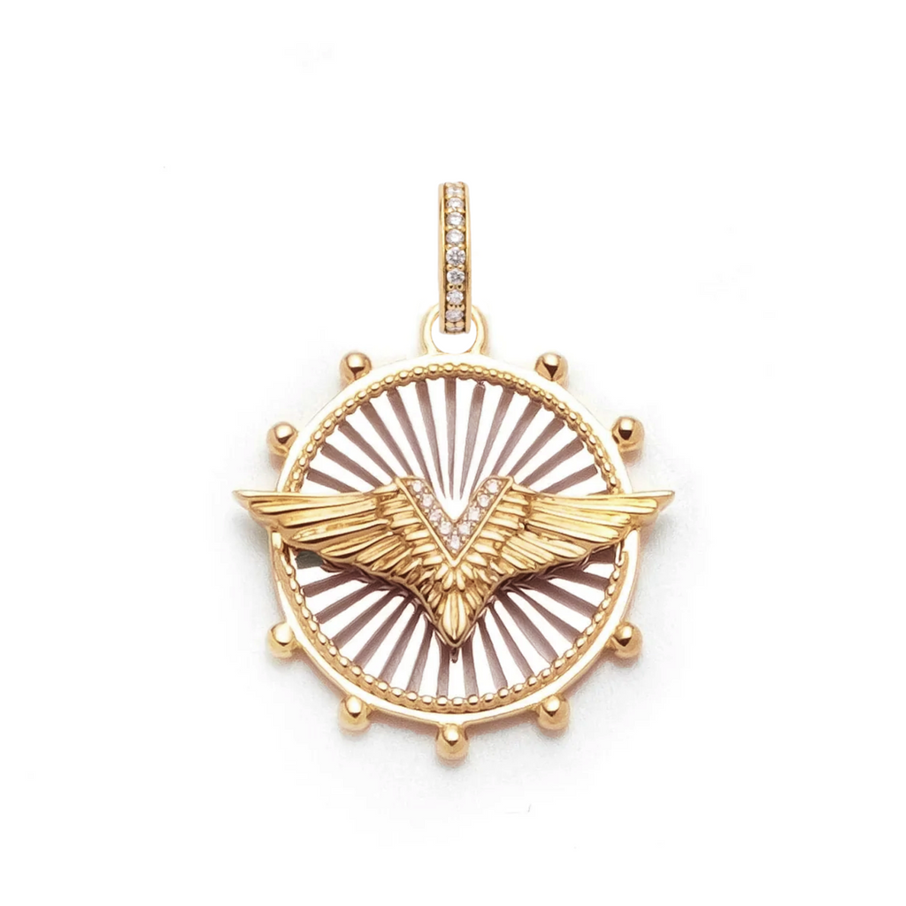 18K Yellow Gold Vivacity Medium Medallion : in Gold with Diamonds and an Annex Link – FoundRae view 2