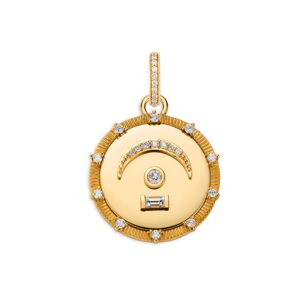18K Yellow Gold Internal Compass | Pause Medium Medallion | Diamonds, 18K Yellow Gold – FoundRae view 3