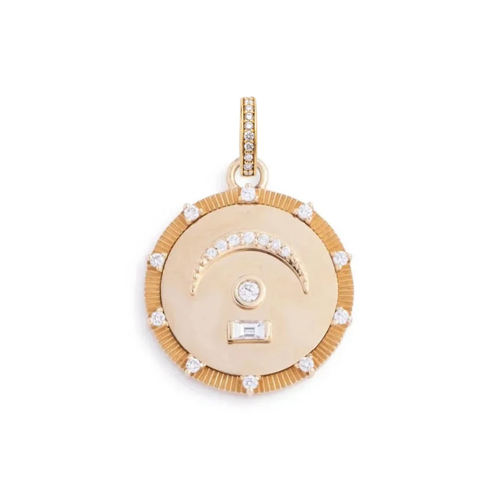 18K Yellow Gold Pause - Internal Compass : Medium Medallion Diamond with Annex Link – FoundRae view 2