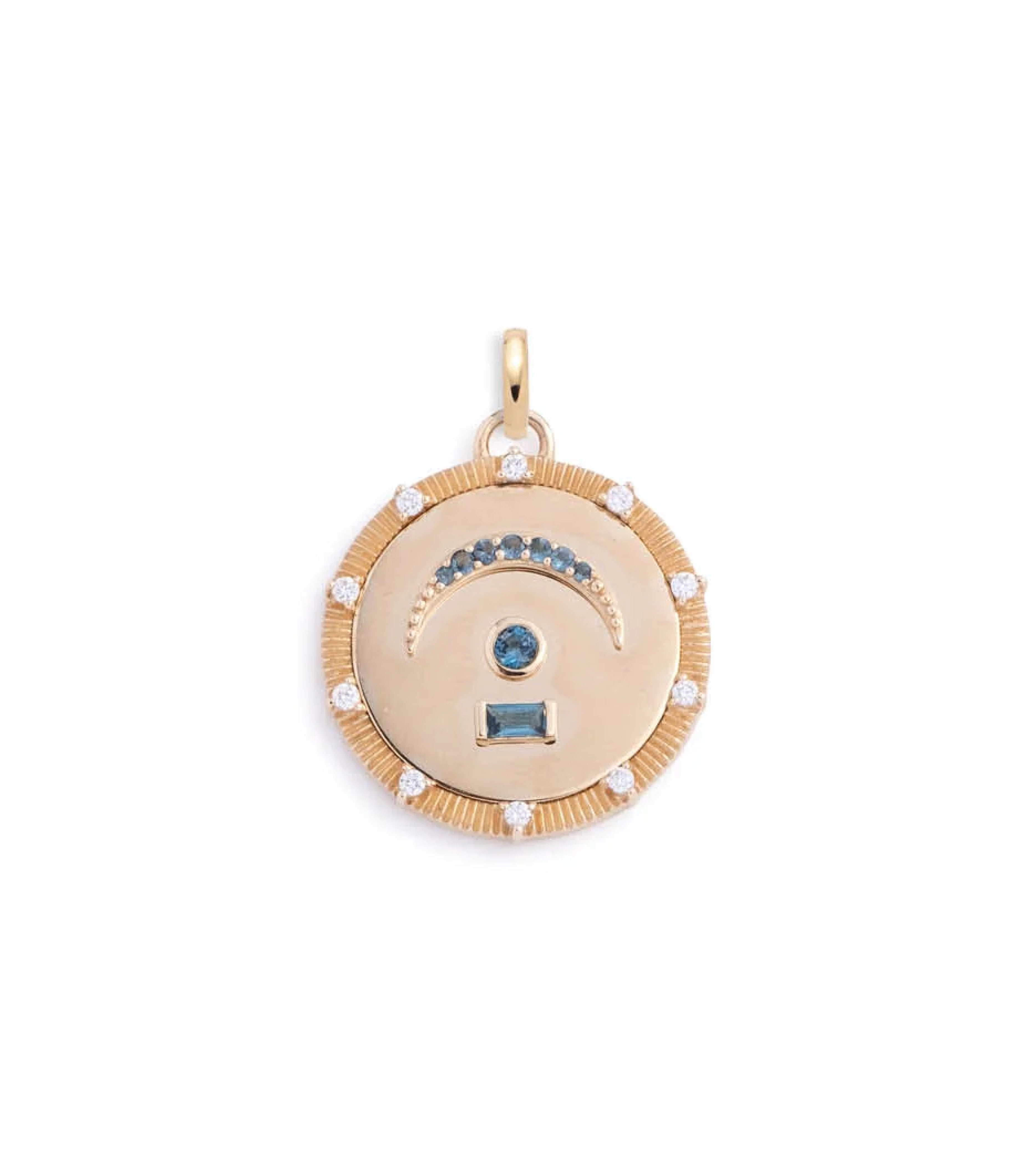 Pause - Internal Compass : Medium Medallion London Blue Topaz with Oval Pushgate