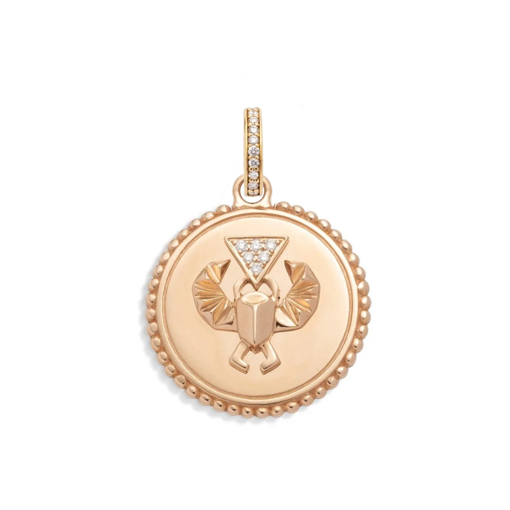 18K Mixed Gold Protection Medium Medallion : in Gold with Diamonds and an Annex Link – FoundRae view 7