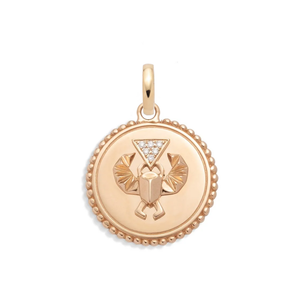 18K Mixed Gold Protection Medium Medallion : in Gold with Diamonds and an Annex Link – FoundRae view 6