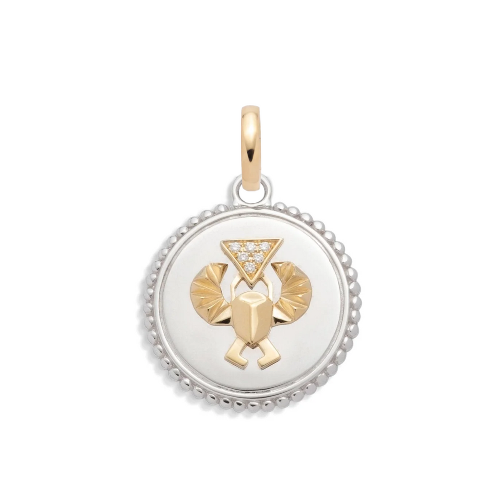 18K Mixed Gold Protection Medium Medallion : in Gold with Diamonds and an Annex Link – FoundRae view 4