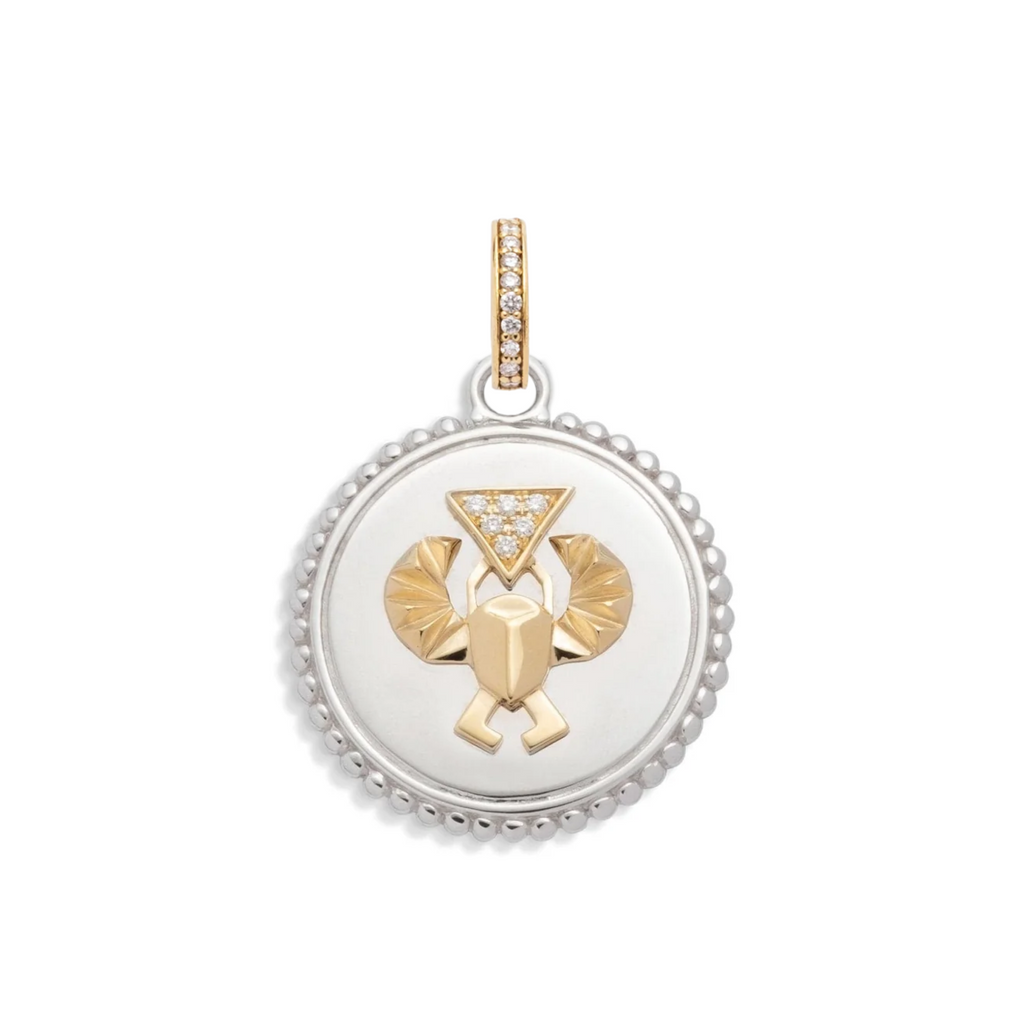18K Mixed Gold Protection Medium Medallion : in Gold with Diamonds and an Annex Link – FoundRae view 5