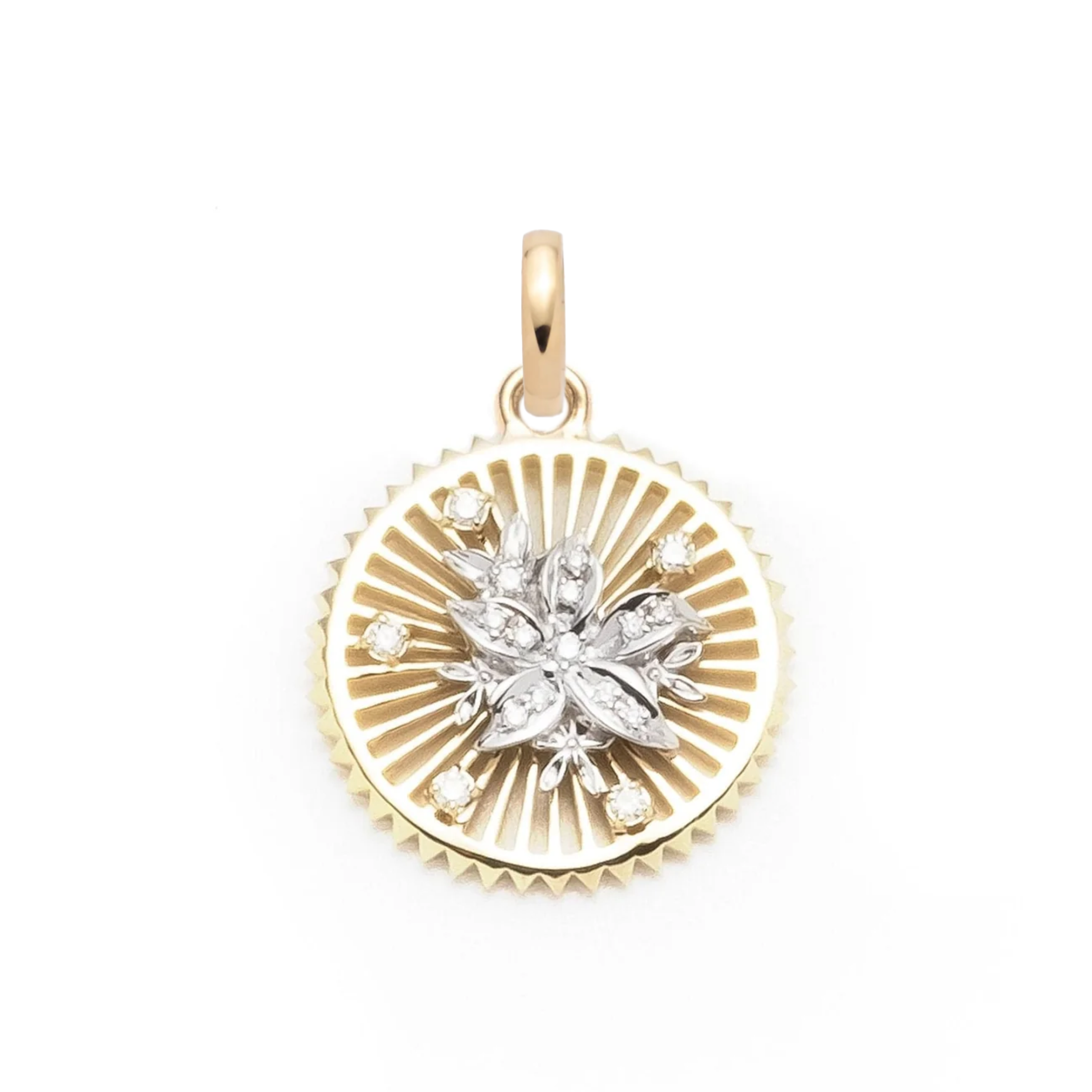 resilience | blossoms medium medallion | diamonds, yellow gold, white gold