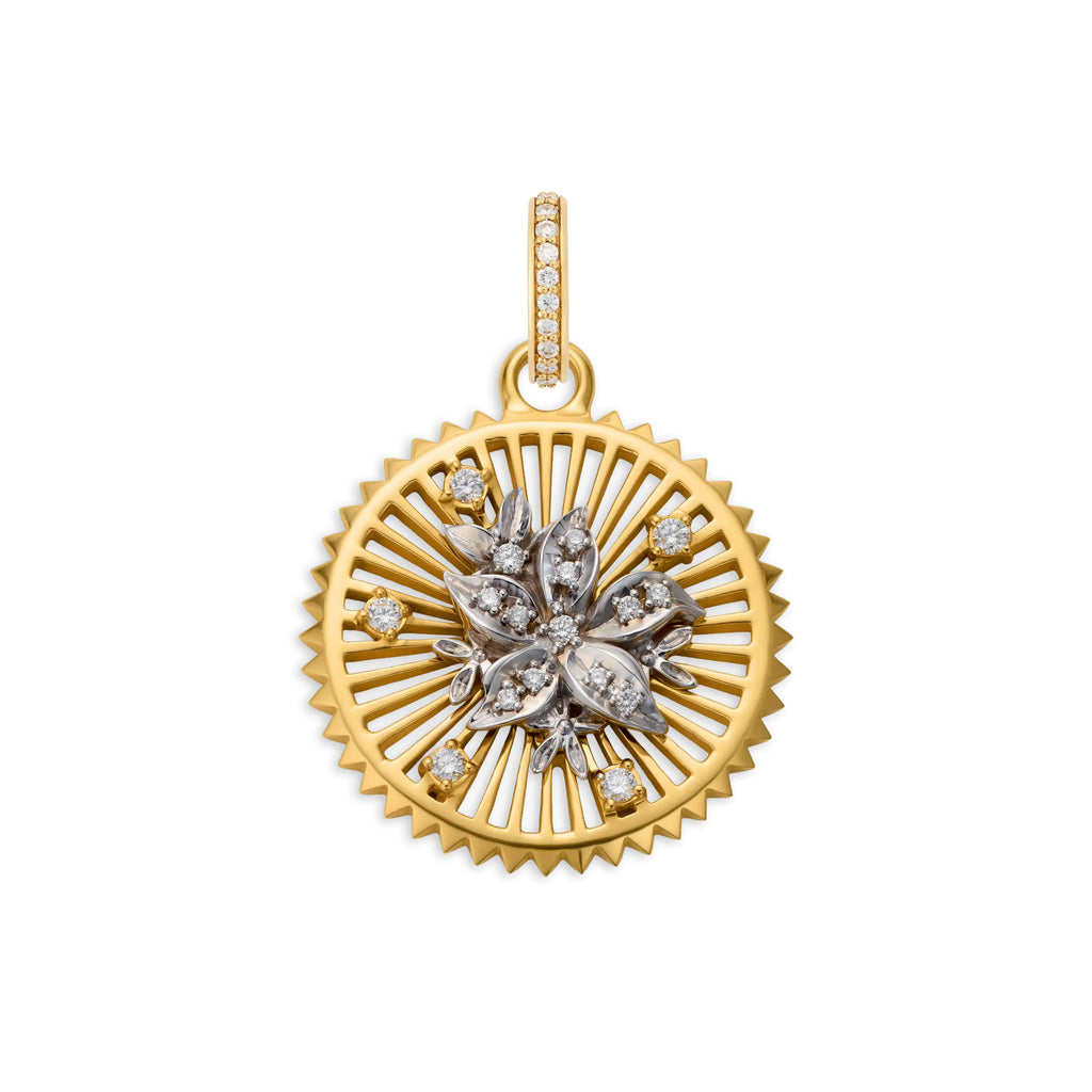 18K Mixed Gold Resilience | Blossoms Medium Medallion | Diamonds, 18K Yellow Gold, 18K White Gold – FoundRae view 3