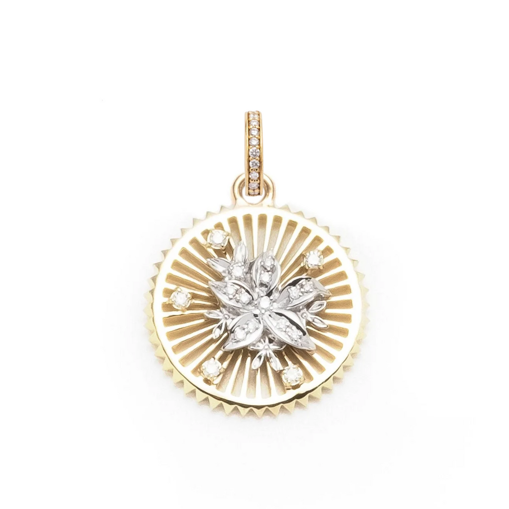 18K Yellow Gold Resilience Medium Medallion : in Gold with Diamonds and an Annex Link – FoundRae view 3