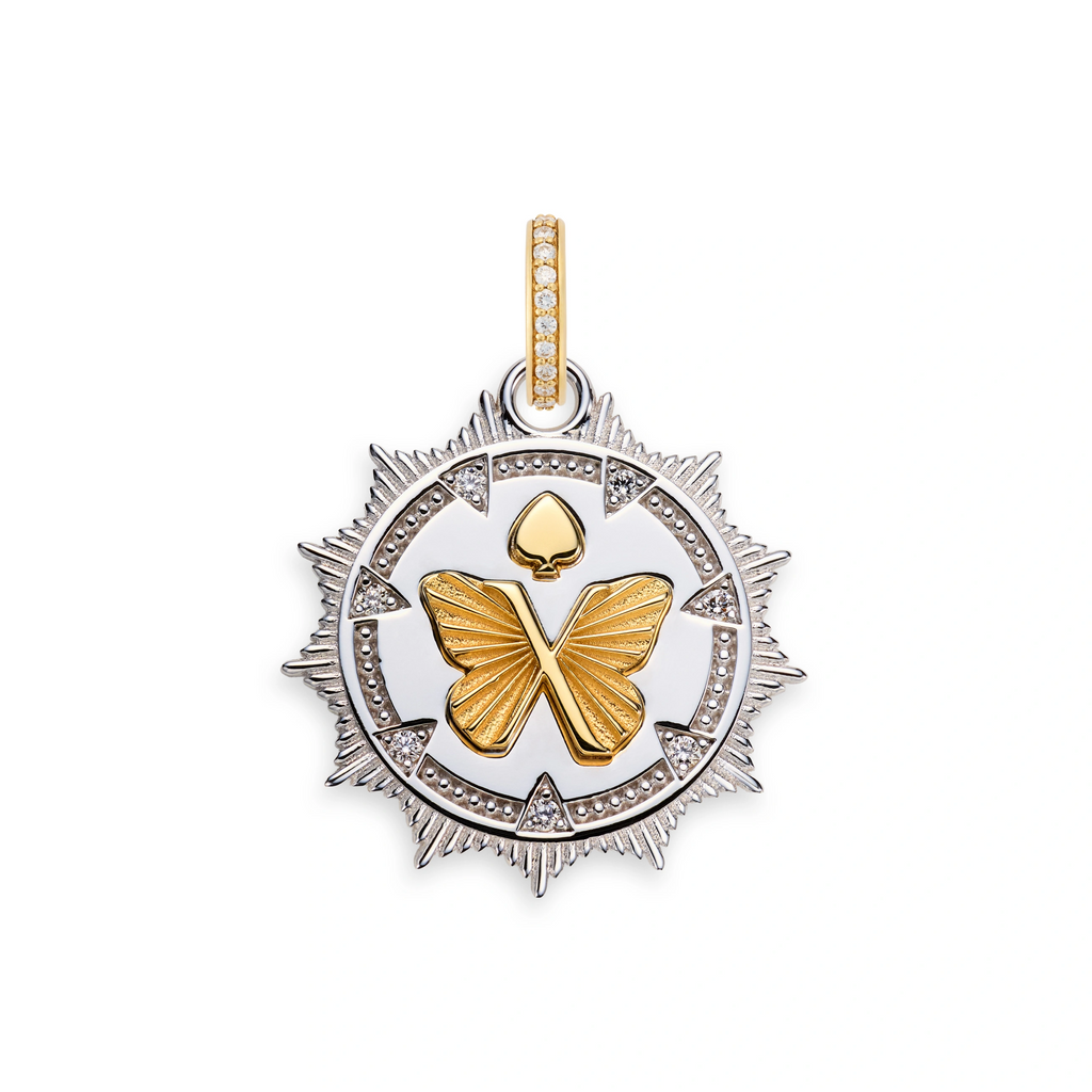 18K Mixed Gold Reverie | Butterfly Medium Medallion | Diamonds, Mixed Gold – FoundRae view 6